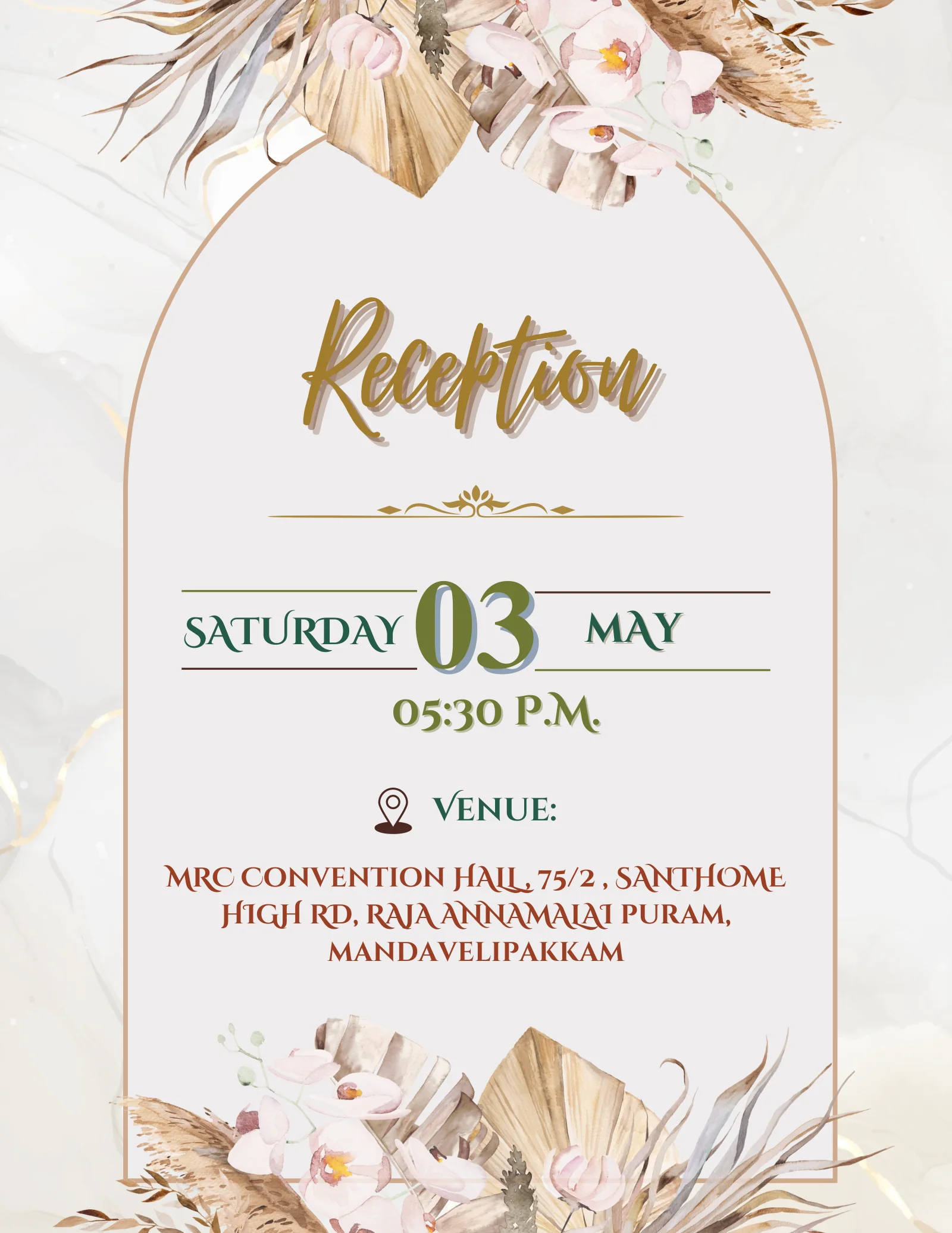 Reception from Aashish & Chetna: soft florals, clear celebration.