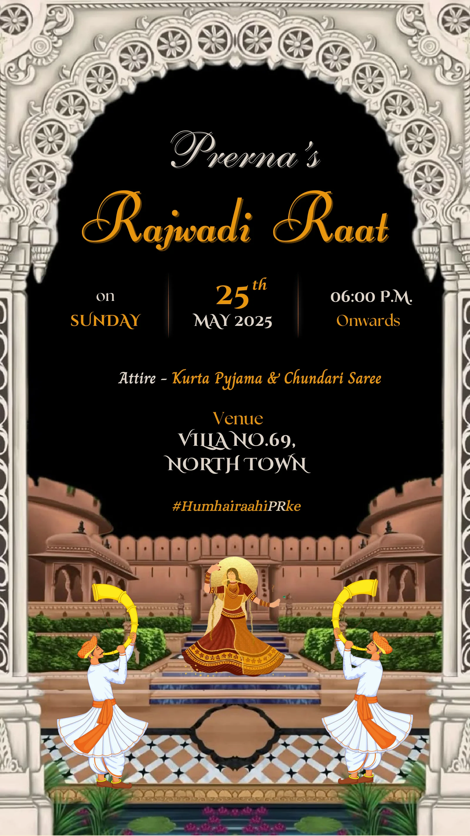 Rajwadi Raat from Prerna & Rishabh: a celebration illustrated.