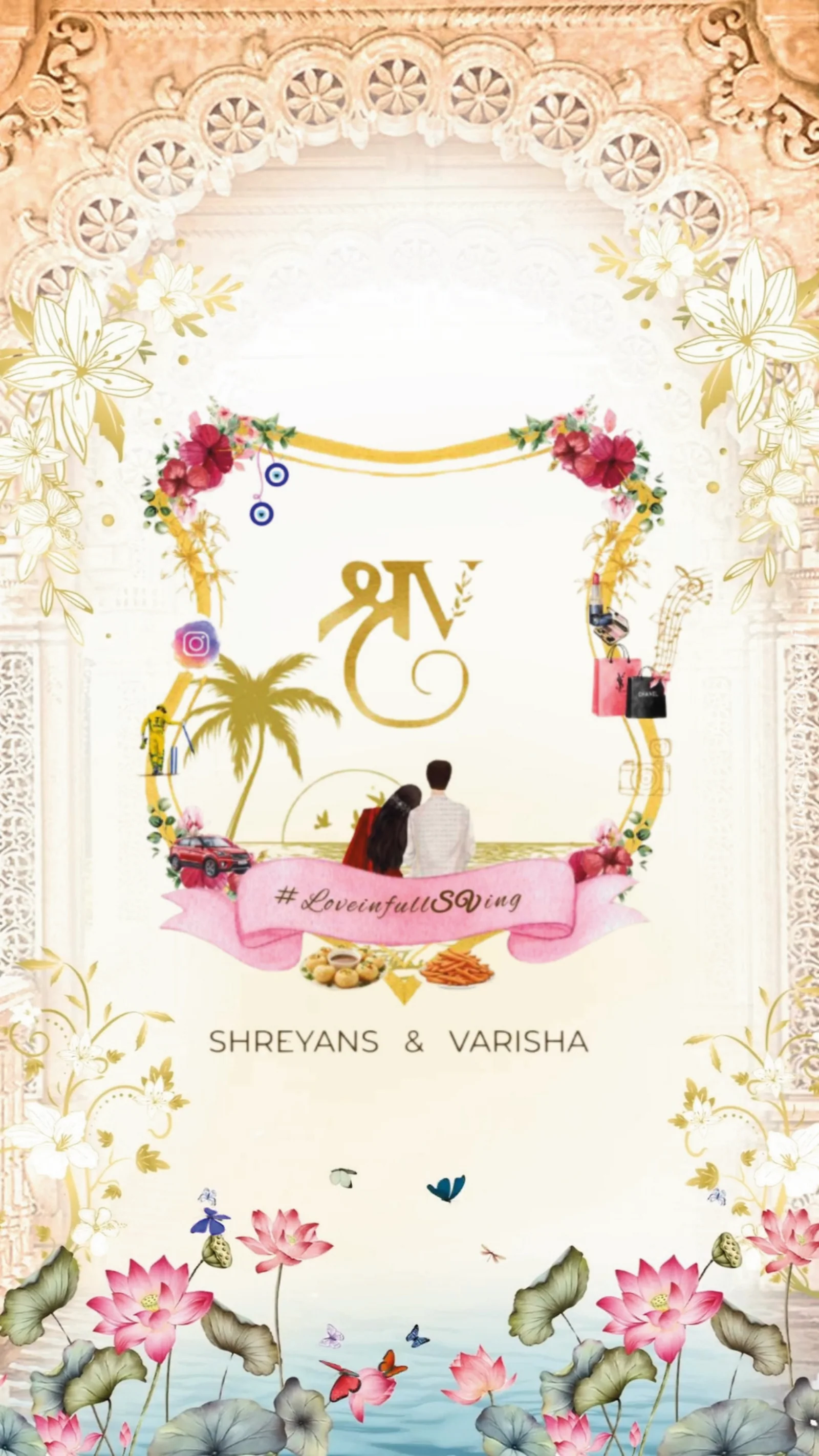 The wedding monogram from Shreyans & Varisha: tradition, framed cinematically.