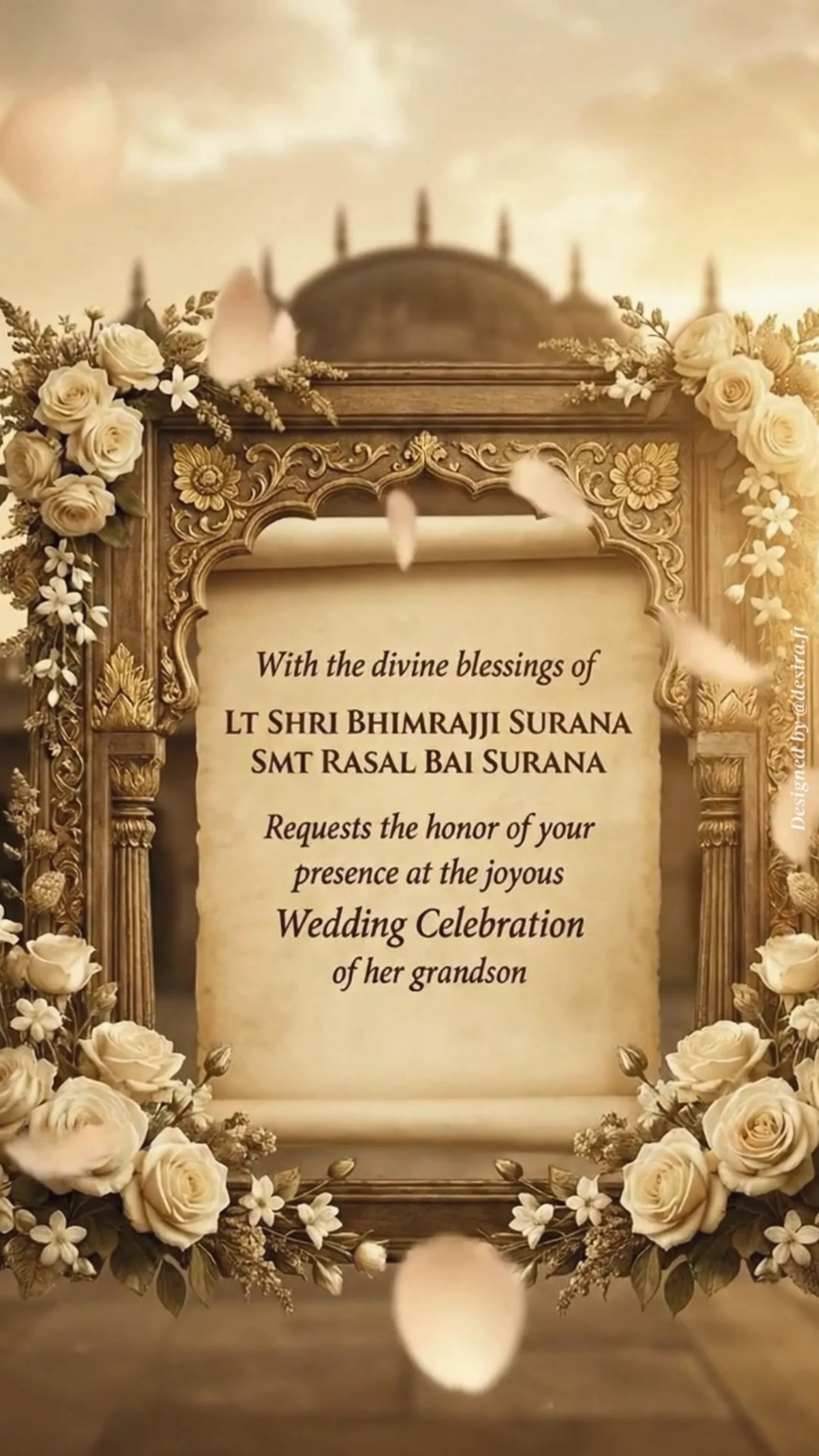The family invitation from Shreyans & Varisha: tradition, framed cinematically.