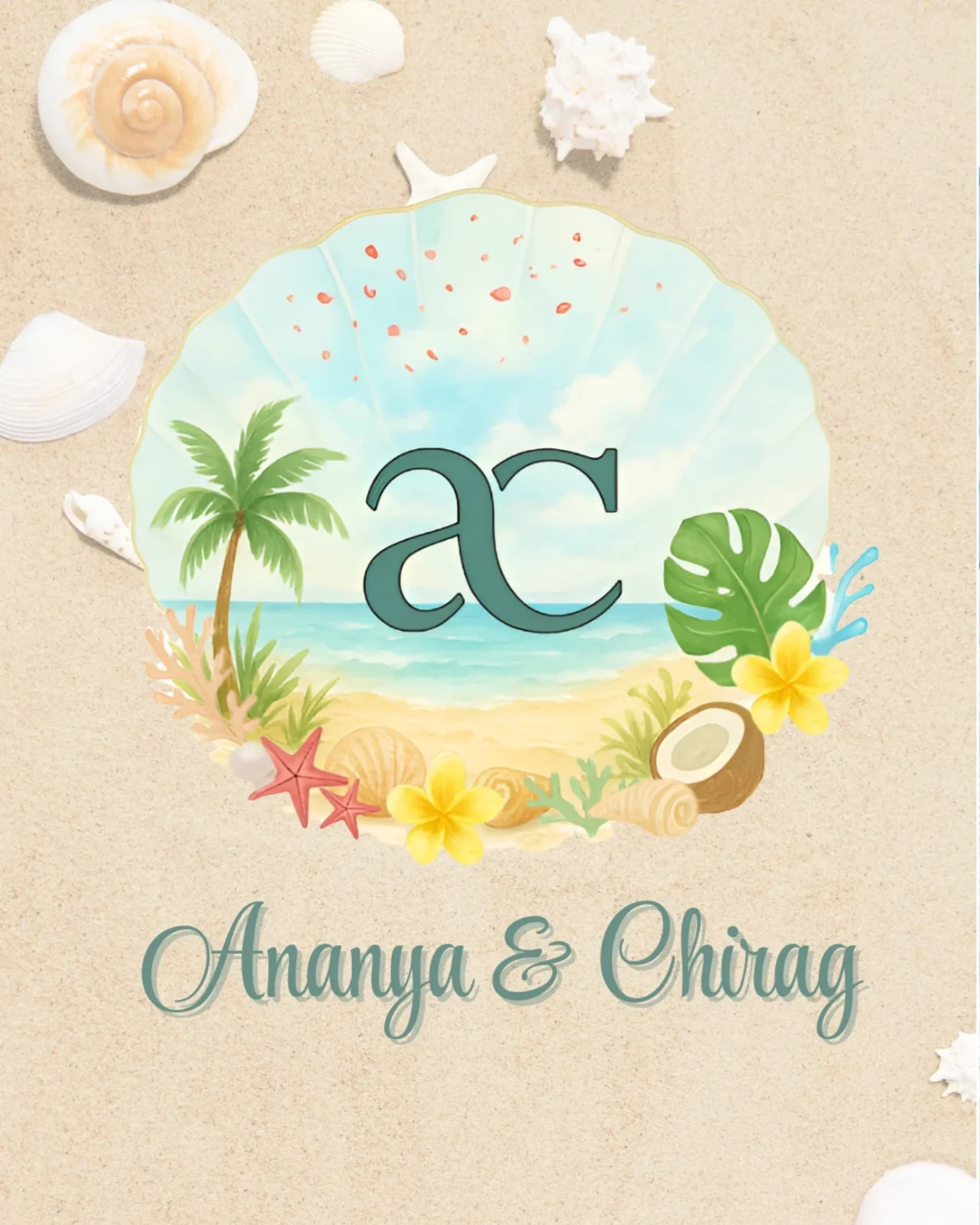 Ananya and Chirag's original coastal wedding identity by Desira